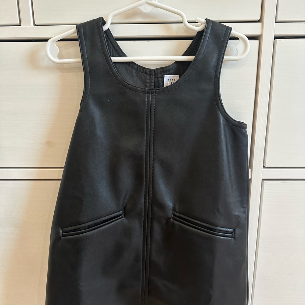 Baby Gap Black Faux Leather Sleeveless Dress